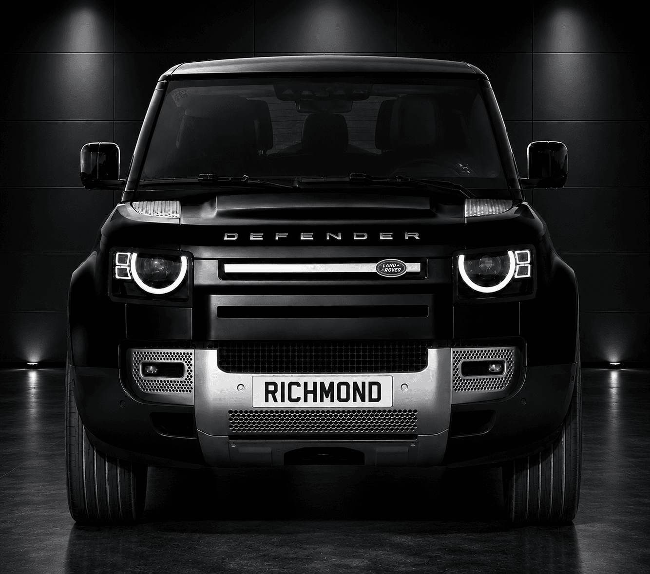 Land Rover Defender front detail, Richmond number plate
